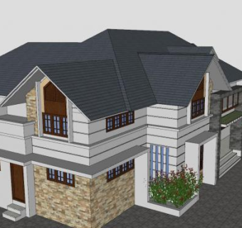 欧式房子建筑别墅SU模型下载_sketchup草图大师SKP模型