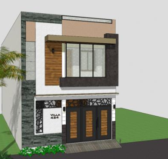 小型住宅外观建筑SU模型下载_sketchup草图大师SKP模型