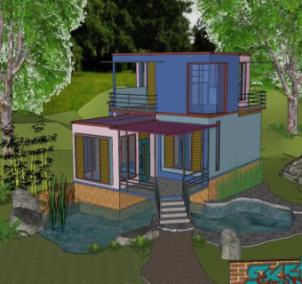 八盒住宅建筑SU模型下载_sketchup草图大师SKP模型