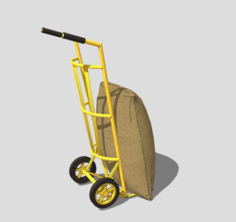 手推车麻袋SU模型_su模型下载 草图大师模型_SKP模型