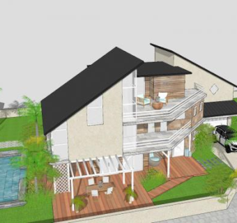 现代平房建筑别墅SU模型下载_sketchup草图大师SKP模型
