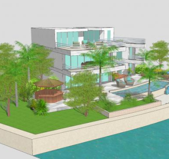 佛罗里达别墅住宅SU模型下载_sketchup草图大师SKP模型