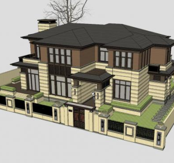 别墅住宅房子SU模型下载_sketchup草图大师SKP模型