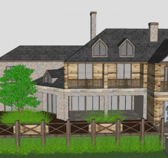 乡村风格别墅建筑住宅SU模型下载_sketchup草图大师SKP模型