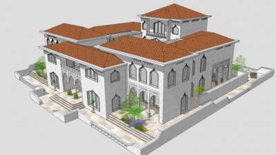 欧式风格建筑别墅SU模型下载_sketchup草图大师SKP模型