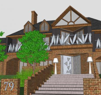 现代传统房子住宅SU模型下载_sketchup草图大师SKP模型