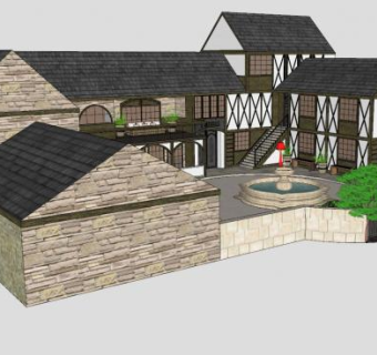 农舍别墅建筑住宅SU模型下载_sketchup草图大师SKP模型