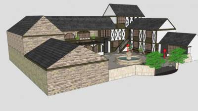 农舍别墅建筑住宅SU模型下载_sketchup草图大师SKP模型