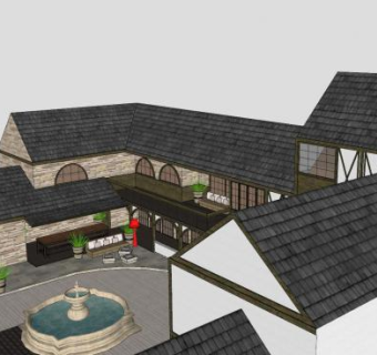 复式别墅建筑住宅SU模型下载_sketchup草图大师SKP模型