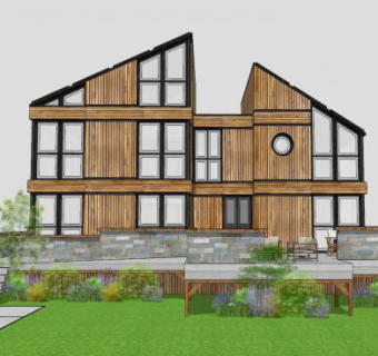 乡村独栋别墅建筑SU模型下载_sketchup草图大师SKP模型