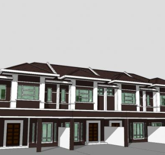 阳台房子建筑SU模型下载_sketchup草图大师SKP模型