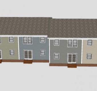 复兴联排别墅建筑SU模型下载_sketchup草图大师SKP模型