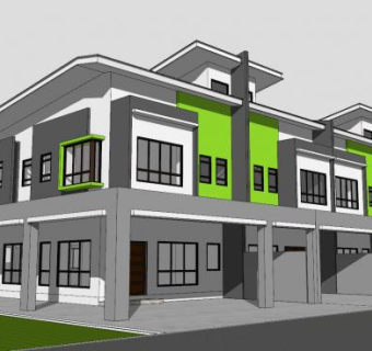 阳台房子别墅建筑SU模型下载_sketchup草图大师SKP模型