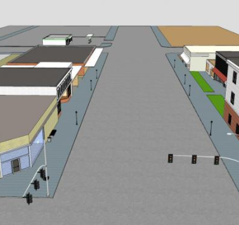 商业街街道建筑SU模型下载_sketchup草图大师SKP模型