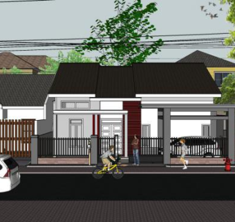 房屋街道别墅建筑SU模型下载_sketchup草图大师SKP模型