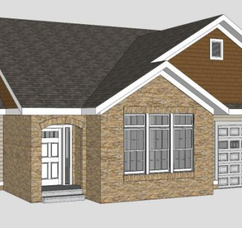 新美国牧场屋建筑SU模型下载_sketchup草图大师SKP模型