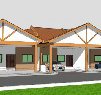 单独排屋别墅建筑SU模型下载_sketchup草图大师SKP模型