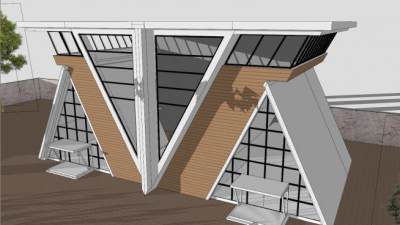 现代酒店外观建筑SU模型下载_sketchup草图大师SKP模型