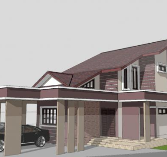 豪华别墅房子建筑SU模型下载_sketchup草图大师SKP模型