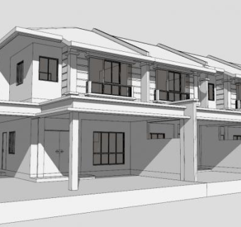 现代阳台别墅建筑SU模型下载_sketchup草图大师SKP模型