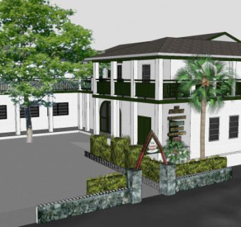 海滨度假酒店旅馆SU模型下载_sketchup草图大师SKP模型