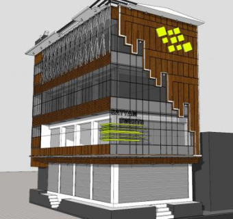 现代多层别墅建筑SU模型下载_sketchup草图大师SKP模型