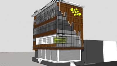 现代多层别墅建筑SU模型下载_sketchup草图大师SKP模型