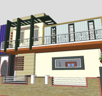 豪华建筑住宅别墅SU模型下载_sketchup草图大师SKP模型