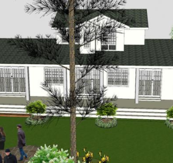 园林绿化房子别墅SU模型下载_sketchup草图大师SKP模型