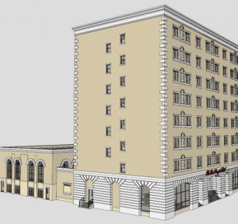红地毯酒店建筑SU模型下载_sketchup草图大师SKP模型
