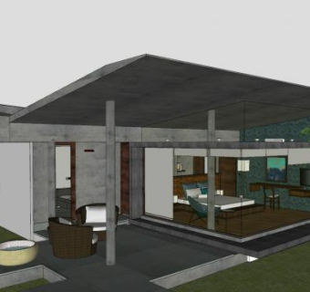 别墅室内房子建筑SU模型下载_sketchup草图大师SKP模型