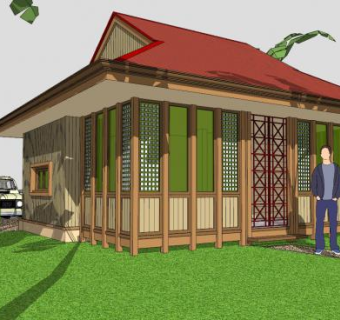 现代木屋建筑房子SU模型下载_sketchup草图大师SKP模型