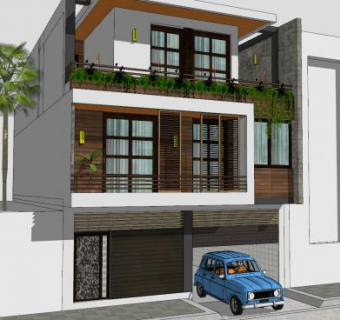 现代住宅传统别墅SU模型下载_sketchup草图大师SKP模型