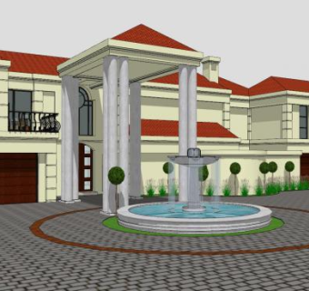 联排豪华别墅建筑SU模型下载_sketchup草图大师SKP模型