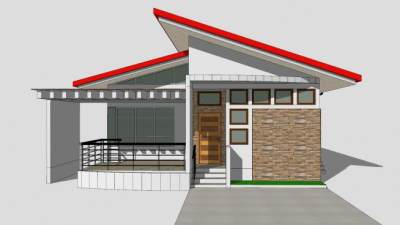 现代设计房子建筑SU模型下载_sketchup草图大师SKP模型