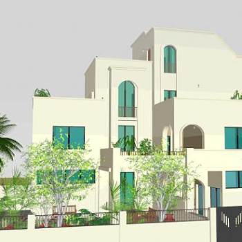 现代四层家庭住宅SU模型下载_sketchup草图大师SKP模型