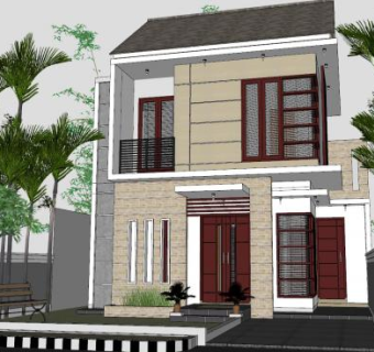 现代双层房子别墅SU模型下载_sketchup草图大师SKP模型