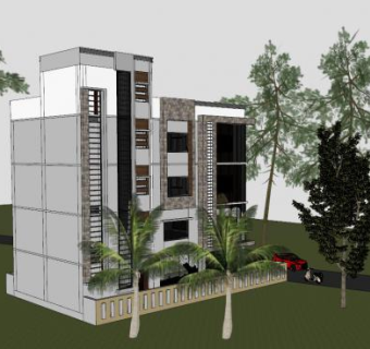 现代商业大厦别墅建筑SU模型下载_sketchup草图大师SKP模型