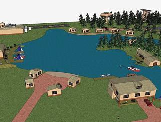 湖边的<em>房子</em>社区SU模型下载_sketchup草图大师SKP模型