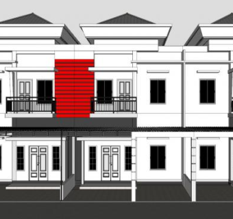 联排白色建筑别墅SU模型下载_sketchup草图大师SKP模型