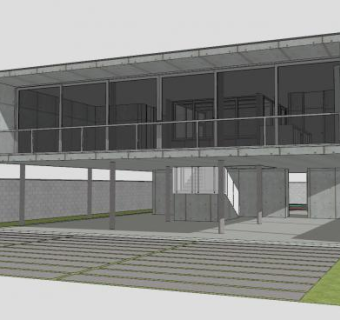 当代简约别墅房子SU模型下载_sketchup草图大师SKP模型
