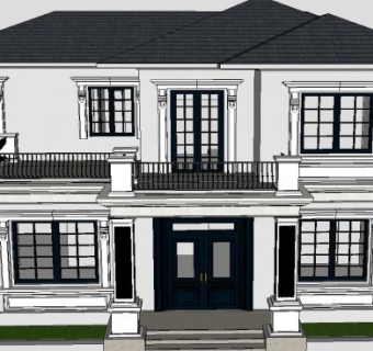 欧式别墅双层建筑SU模型下载_sketchup草图大师SKP模型