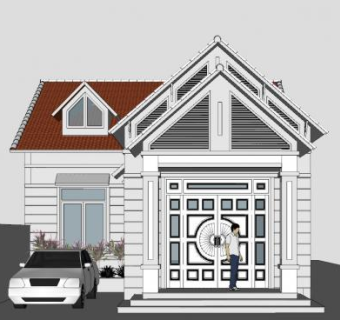 简欧房子别墅建筑SU模型下载_sketchup草图大师SKP模型