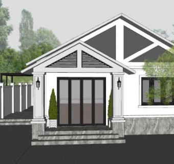 越南白色建筑别墅SU模型下载_sketchup草图大师SKP模型