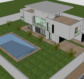 现代化住宅建筑SU模型下载_sketchup草图大师SKP模型