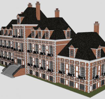 城堡简欧别墅SU模型下载_sketchup草图大师SKP模型