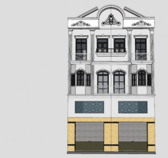 现代简欧建筑别墅SU模型下载_sketchup草图大师SKP模型