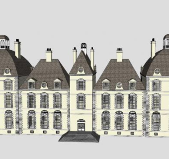简欧风格城堡别墅SU模型下载_sketchup草图大师SKP模型