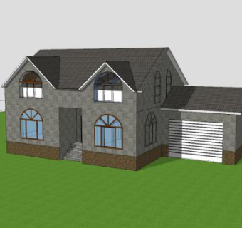 灰色房子建筑SU模型下载_sketchup草图大师SKP模型