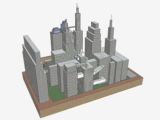 城市中心办公摩天大楼SU模型下载_sketchup草图大师SKP模型